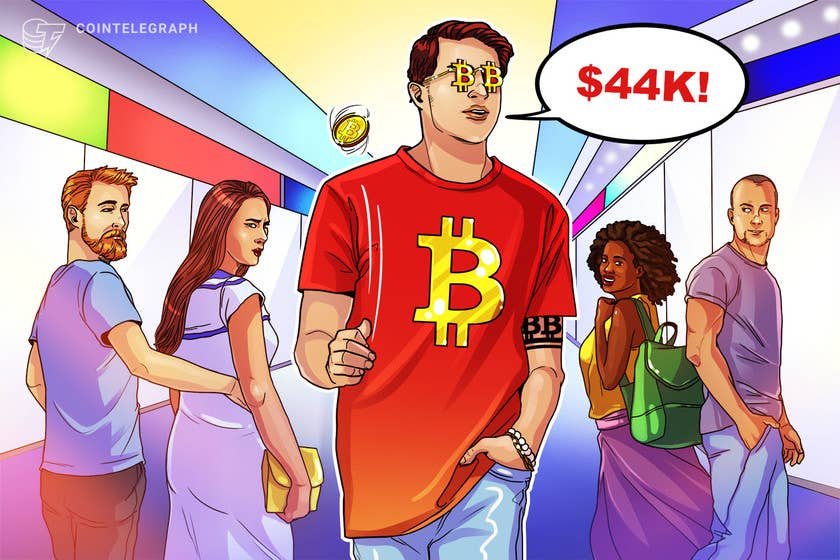 Bitcoin erases Might perchance well simply crash losses as BTC price rebounds to $44K