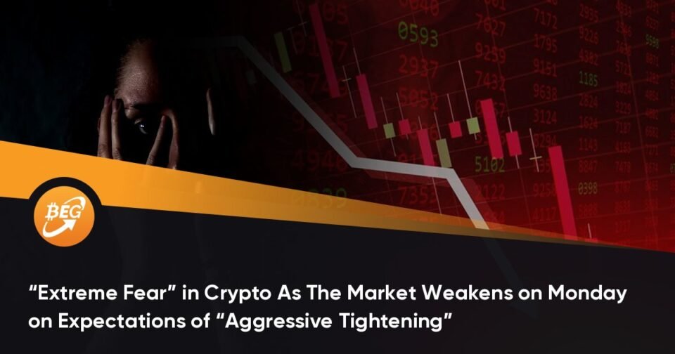 “Low Agonize” in Crypto As The Market Weakens on Monday on Expectations of “Aggressive Tightening”