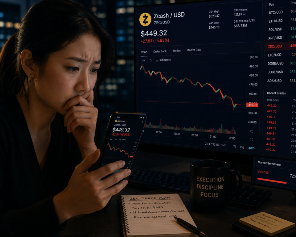 Zcash dips 4% as broader crypto market remains bearish